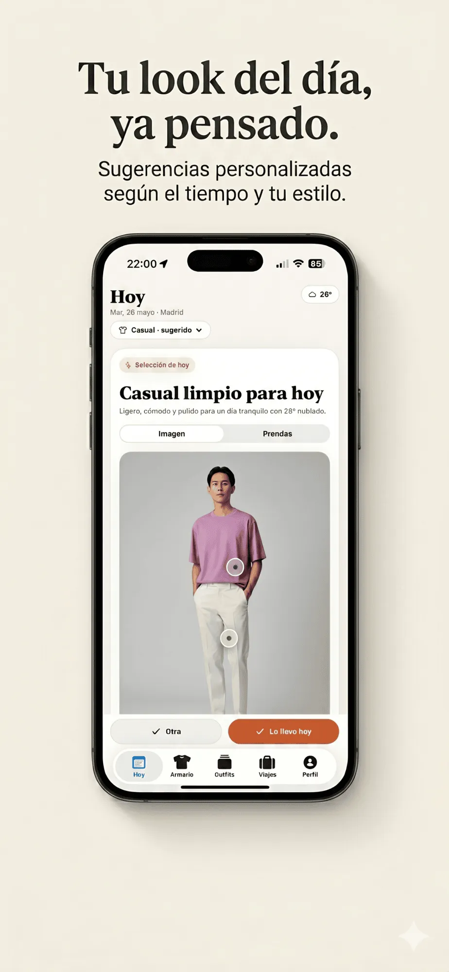 Pantalla Hoy: recomendación de outfit según el tiempo y tu estilo