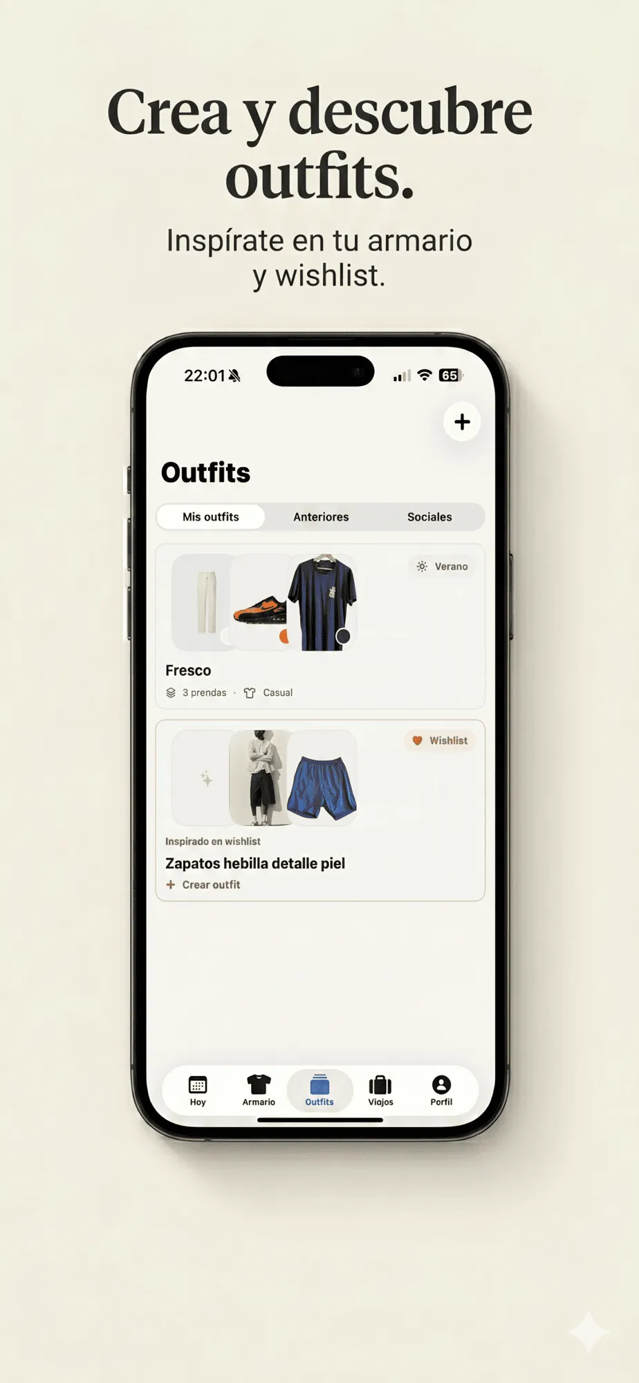 Pantalla Outfits: crea y descubre combinaciones de ropa